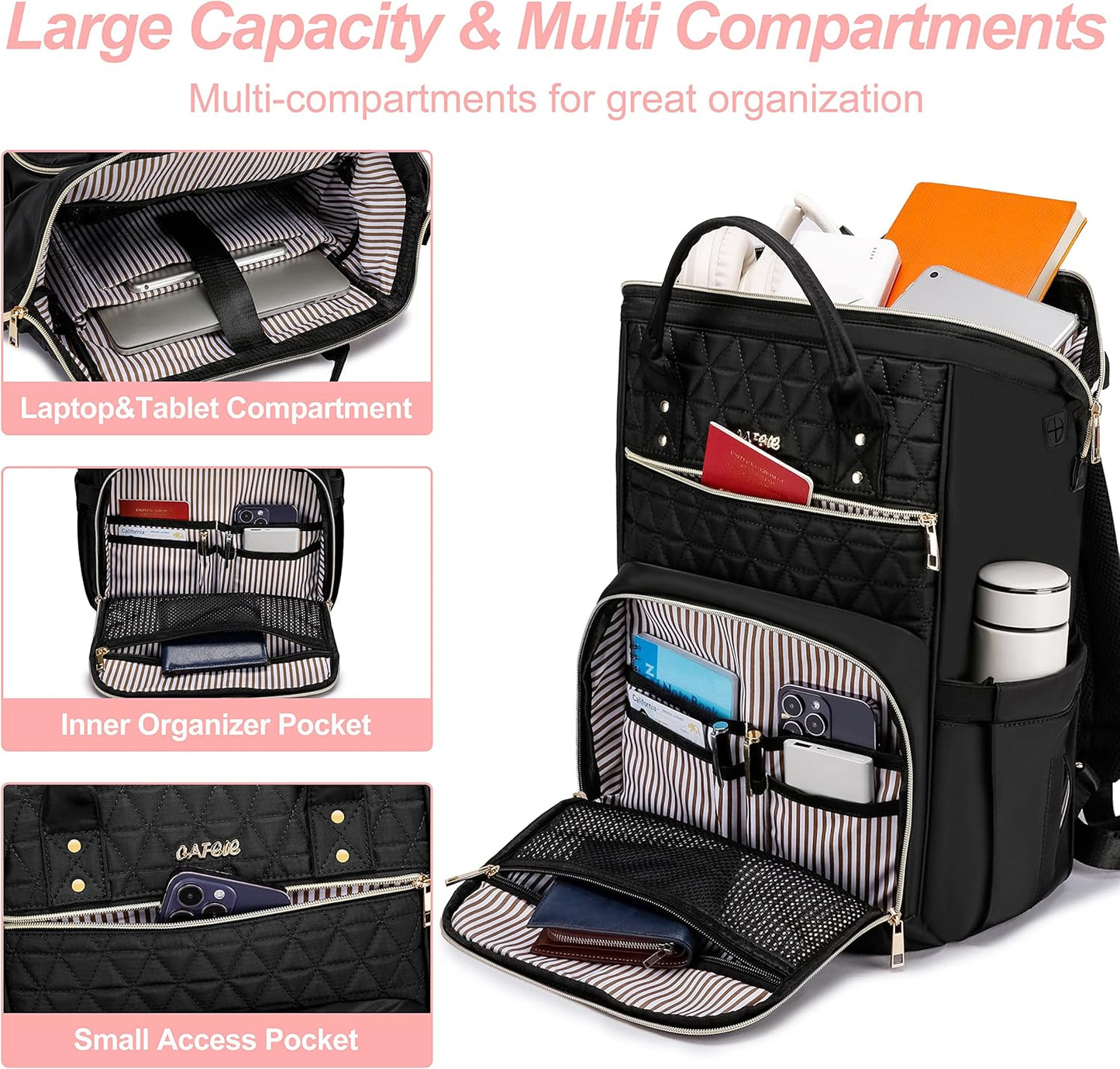 Laptop Backpack for Women Men, Water Resistant Travel Work Backpacks Purse Stylish College Business Teacher Nurse Computer Bag, Fits 17.3" Laptop Light Blue