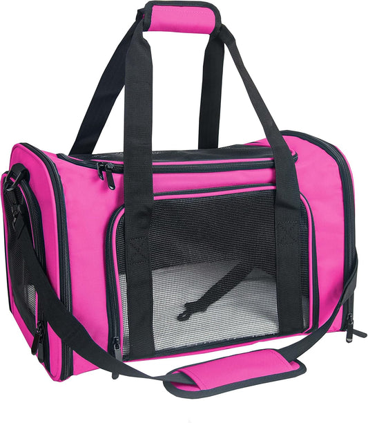 NextFri Soft Sided Carrier for Cats Dogs,TSA Airline Approved Collapsible Travel Pet Carrier (Magenta, Medium)