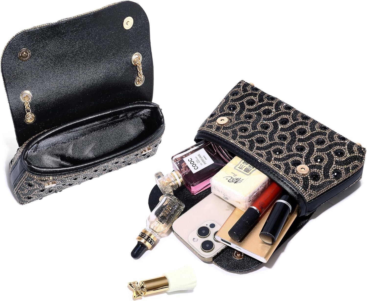 MUDUO Elegant Rhinestone Evening Bags Clutch Bags- evening Purse Evening Clutch Bag for for Wedding Cocktail Prom Party - PuriLite