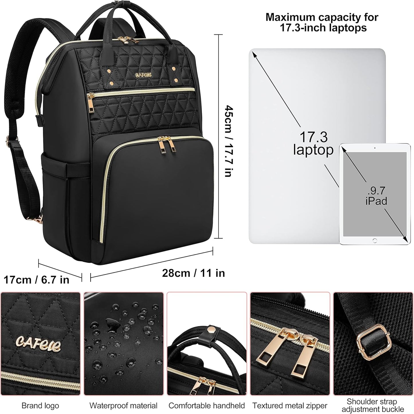 Laptop Backpack for Women Men, Water Resistant Travel Work Backpacks Purse Stylish College Business Teacher Nurse Computer Bag, Fits 17.3" Laptop Light Blue