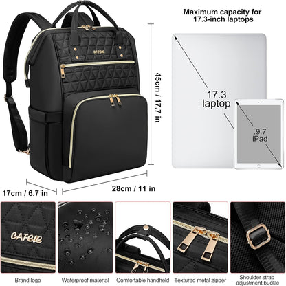 Laptop Backpack for Women Men, Water Resistant Travel Work Backpacks Purse Stylish College Business Teacher Nurse Computer Bag, Fits 17.3" Laptop Light Blue