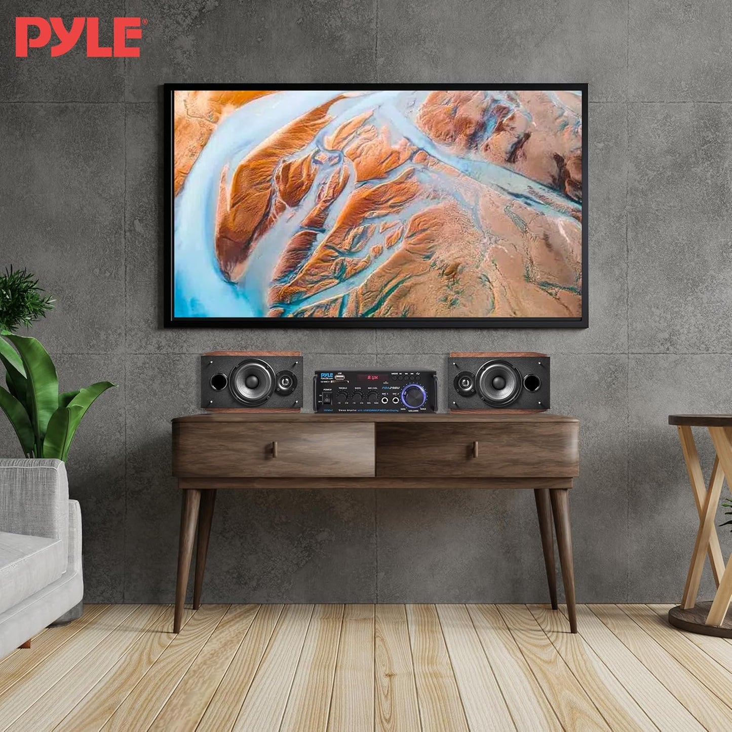 Pyle Bluetooth Amplifier-Wireless Dual Channel Stereo Amp, Powerful and Compact, 200W, LED Display, RCA/USB/SD/AUX/MIC in, FM Radio, Perfect for Home and Studio Audio