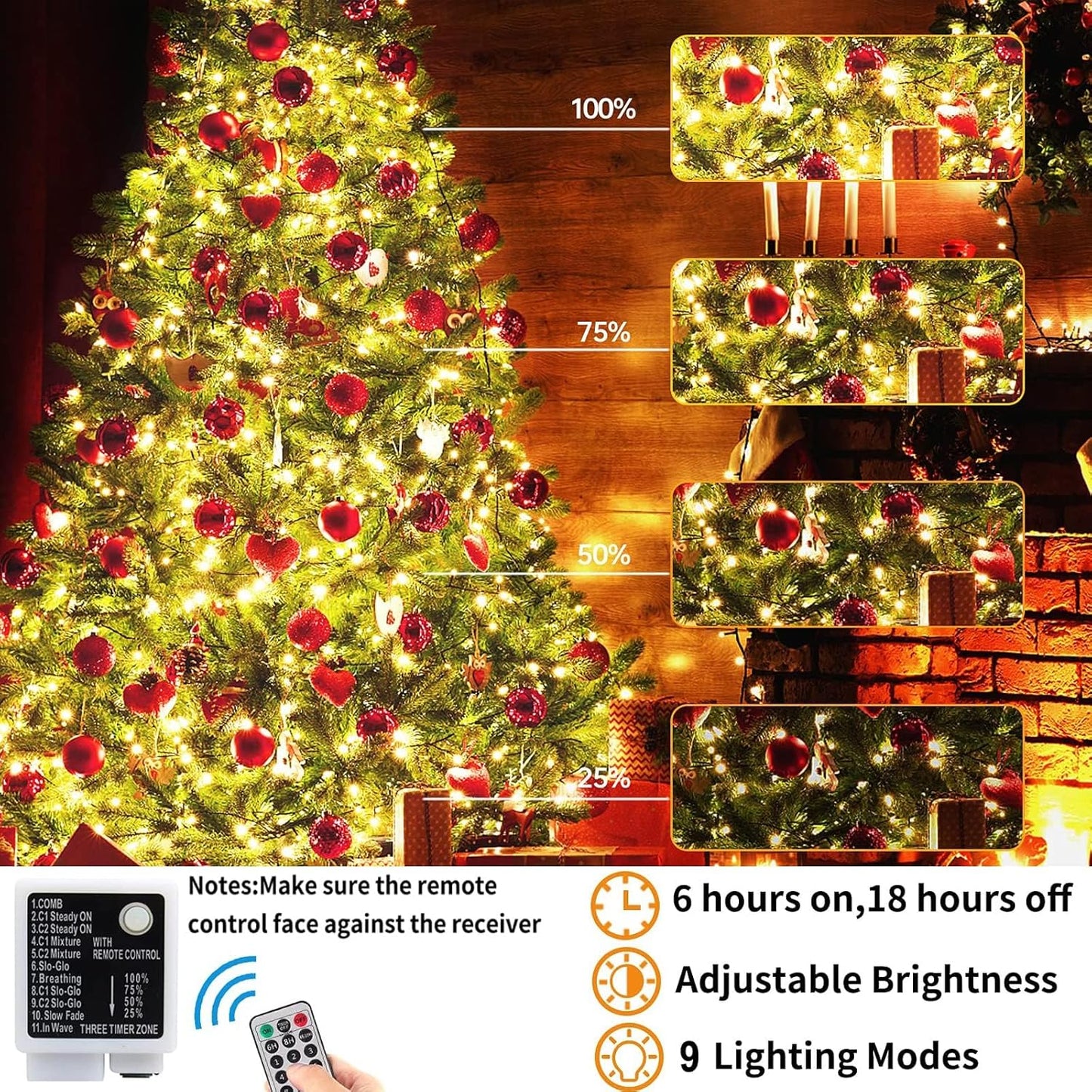 Haili Halloween Lights Outdoor, 105 FT 300 LED Halloween String Lights with Memory Function, Plug in 8 Mode String Lights for Halloween,Christmas,Party, Patio, House Decoration (Purple Orange)