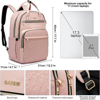 Laptop Backpack for Women Men, Water Resistant Travel Work Backpacks Purse Stylish College Business Teacher Nurse Computer Bag, Fits 17.3" Laptop Light Blue