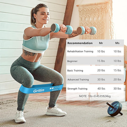 Gritin Resistance Bands, Set of 5 Skin-Friendly Resistance Fitness Exercise Loop Bands with 5 Different Strength Levels - Travel Carrying Case Included - Ideal for Home, Gym, Yoga, Training