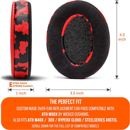 WC PadZ Velour - The Ultimate Upgraded Earpads by Wicked Cushions - Compatible With Audio Technica, HyperX, SteelSeries Arctis & More - Extra Thick - Bigger Opening - Softer Memory Foam | Black Floral