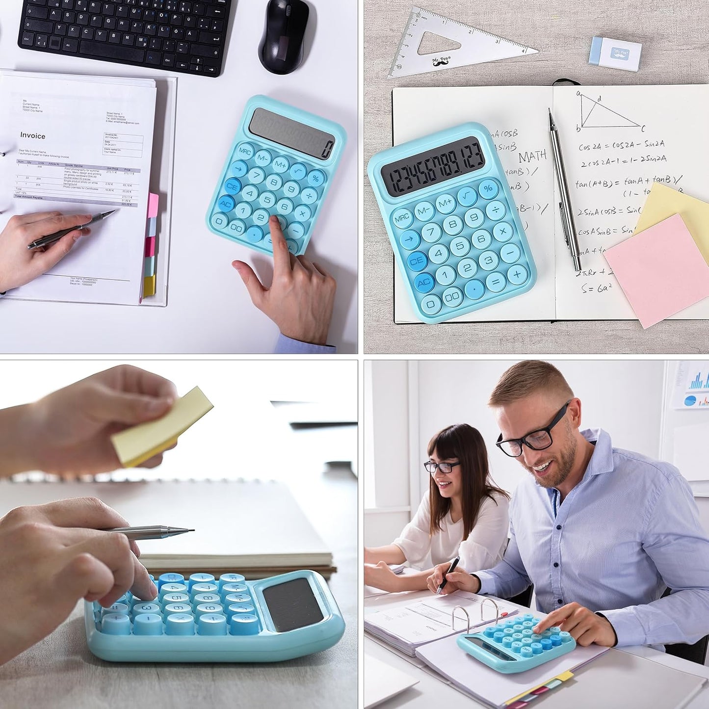 Mr. Pen- Mechanical Switch Calculator, 12 Digits, Large LCD Display, Orange With Big Buttons, Desktop, Cute and Aesthetic Design