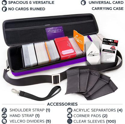 Pink Bolt Card Carrying Case - Playing Card Case Deck Box Storage, Compatible with TCG, Magic: the Gathering Commander MTG, YuGiOh & other Trading Cards (+ 100 Apollo Sleeves)