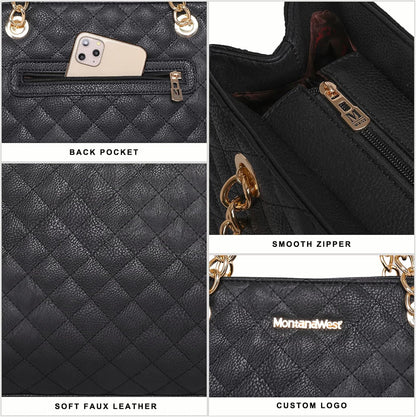 Montana West Quilted Chain Shoulder Bag for Women Medium Handbag Tote Purse - PuriLite