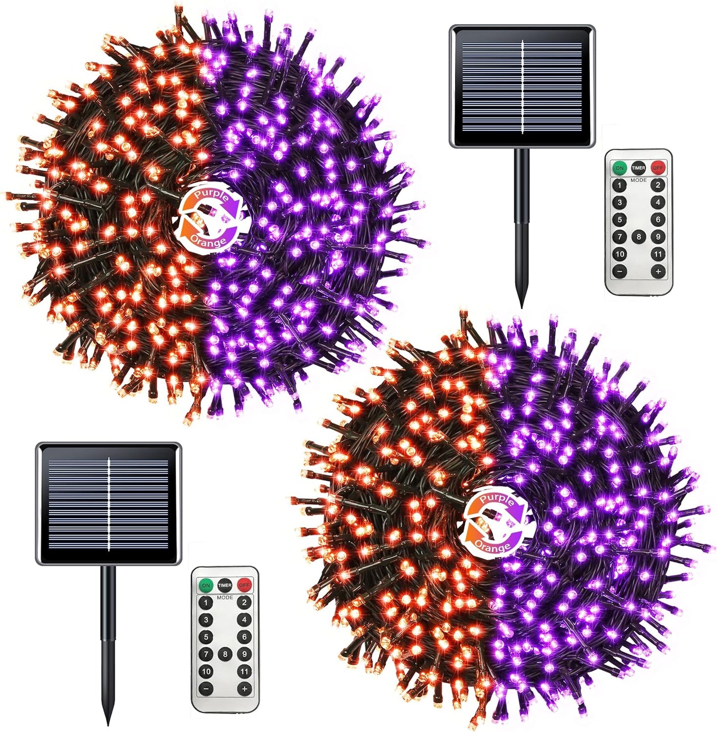 JMEXSUSS 2 Pack 75.5ft Orange Solar Christmas Lights, Total 400 LED Solar String Lights Outdoor Waterproof, 8 Modes Orange Halloween Lights for Tree Patio Garden Thanksgiving Halloween Decorations