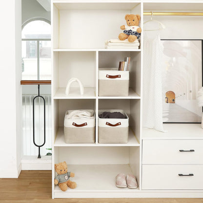 OrganiHaus Large Fabric Storage Baskets for Shelves 3 Pack, 15x11in Closet Storage Bins for Shelves, Cloth Baskets, Fabric Storage Cubes, Linen Closet Organizers, Fabric Basket, White Basket