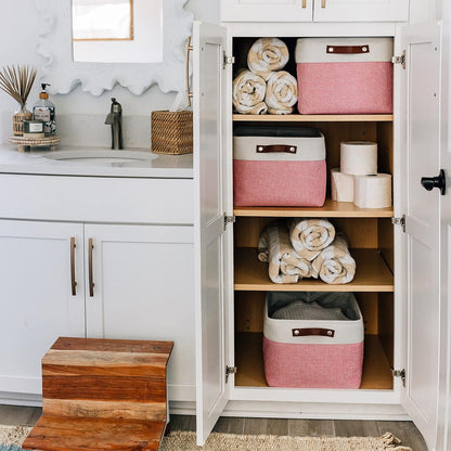 OrganiHaus Large Fabric Storage Baskets for Shelves 3 Pack, 15x11in Closet Storage Bins for Shelves, Cloth Baskets, Fabric Storage Cubes, Linen Closet Organizers, Fabric Basket, White Basket