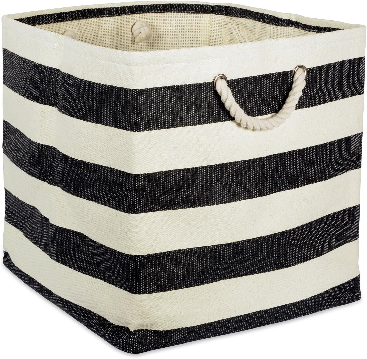 DII Storage Basket or Bin, Collapsible & Convenient Storage Solution for Office, Bedroom, Closet, Toys, Laundry (Large) - Pink Rugby Stripe