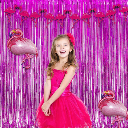 GREATRIL Iridescent Party Tinsel Fringe Backdrop Decorations - Holographic Foil Streamers Curtain for Mermaid/Under The Sea/Frozen/Ocean/Disco/Birthday Themed 3.2ft x 6.5ft - 2 PCS