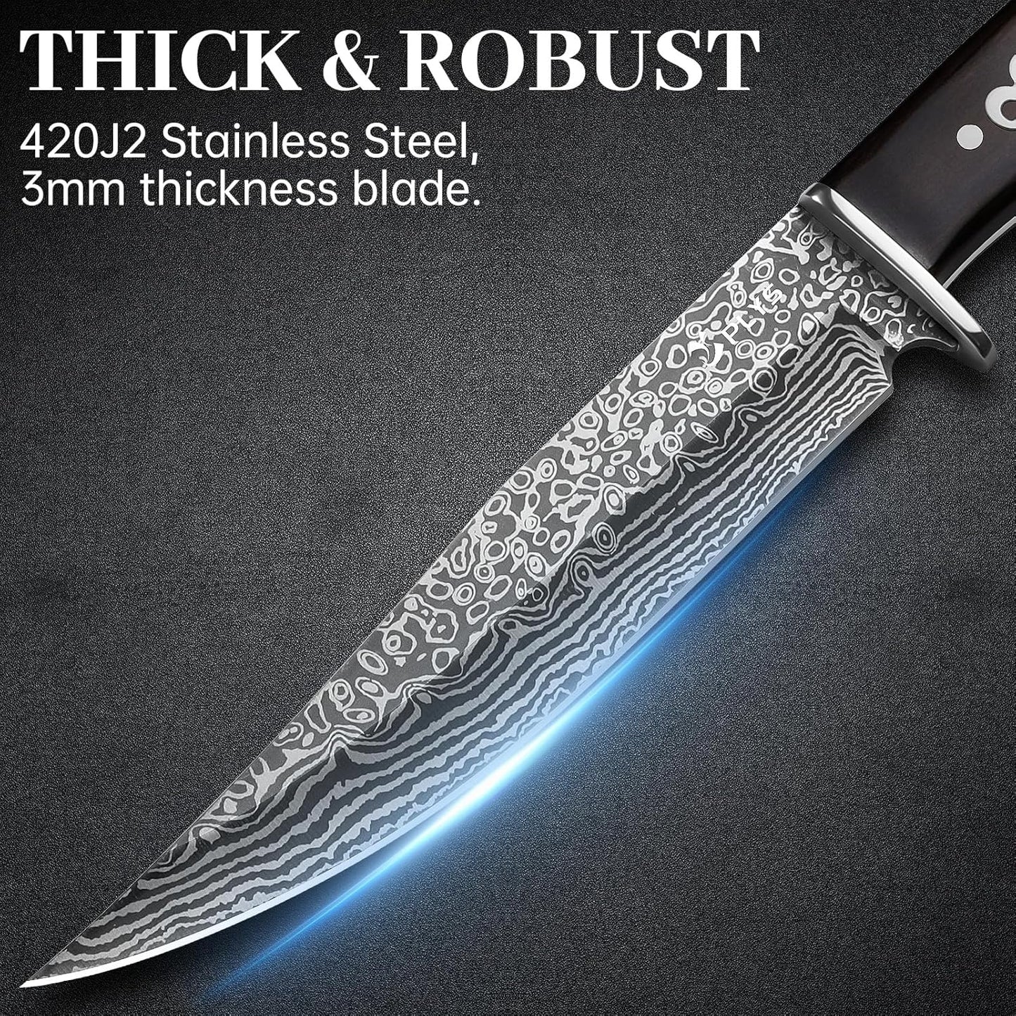 Hunting Knife with Sheath Camping Knife: Fixed Blade Outdoor Knives for Men - 17.5cm Sharp Blade Full Tang Bushcraft Knives for Survival