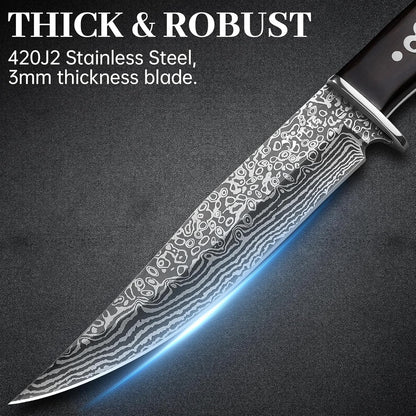 Hunting Knife with Sheath Camping Knife: Fixed Blade Outdoor Knives for Men - 17.5cm Sharp Blade Full Tang Bushcraft Knives for Survival