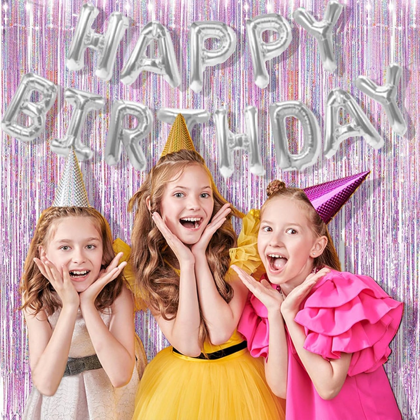 BRAVESHINE Pink Glitter Tinsel Foil Fringe Curtain - 2 Pcs 3.2x8.2 ft Metallic Party Supplies Photo Backdrop for Girl Princess Birthday Unicorn Bachelorette Butterfly Bridal Shower Party Decorations