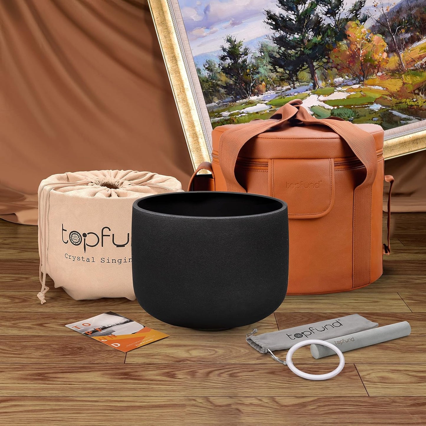 TOPFUND F Note Crystal Singing Bowl Heart Chakra 8 inch with Heavy Duty Carrying Case and Suede Striker