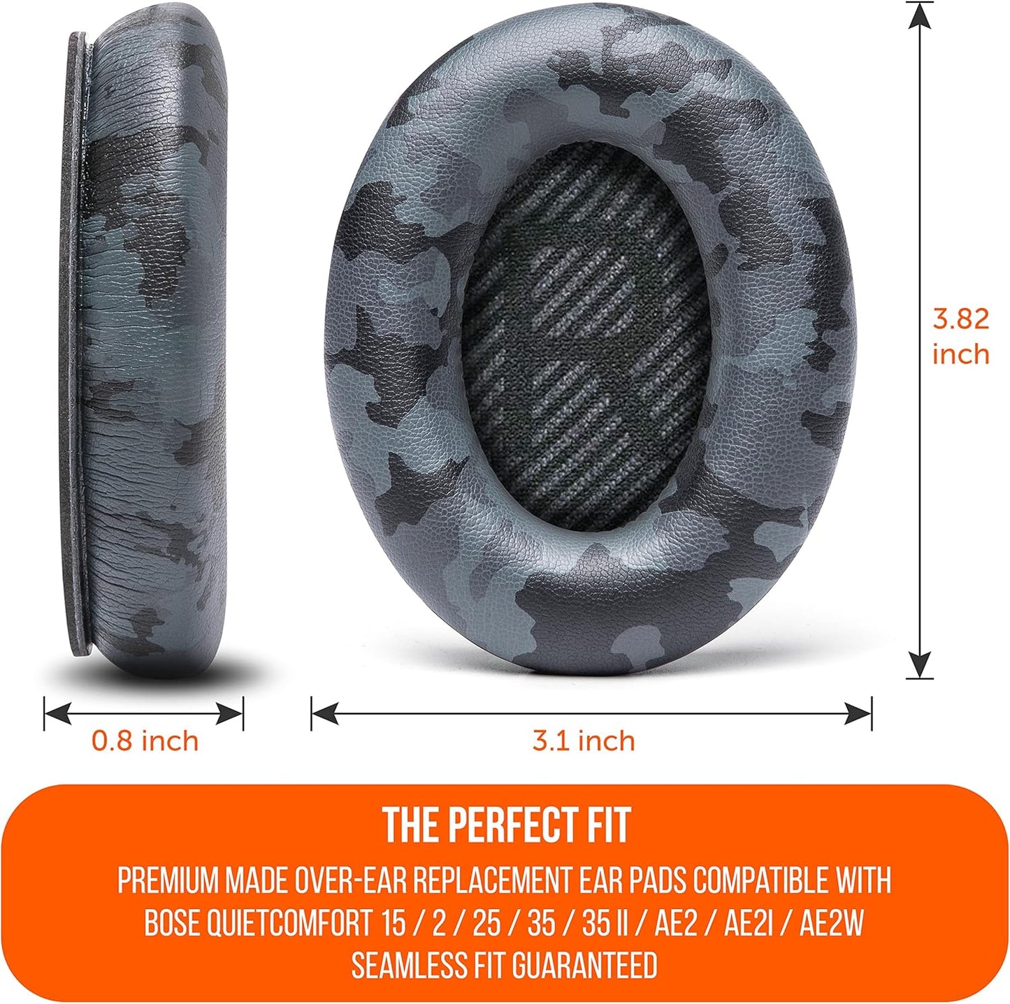 WC Wicked Cushions Upgraded Replacement Ear Pads for Bose QC35 & QC35ii (QuietComfort 35) Headphones & More - Softer Leather, Luxurious Memory Foam, Added Thickness, Extra Durability | Midnight Blue