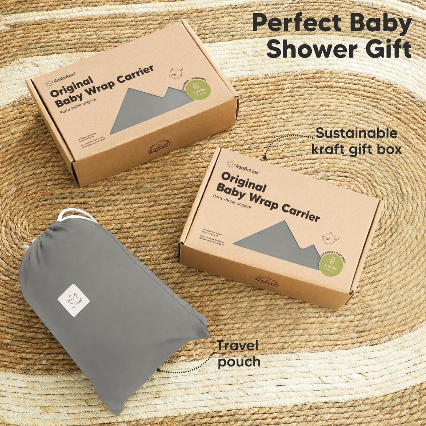 KeaBabies Baby Wrap Carrier - All in 1 Original Baby Carrier Newborn To Toddler Sling, Easy to Wear, Hands Free Bonding, Lightweight, Breathable Infant Wraps (Trendy Black)