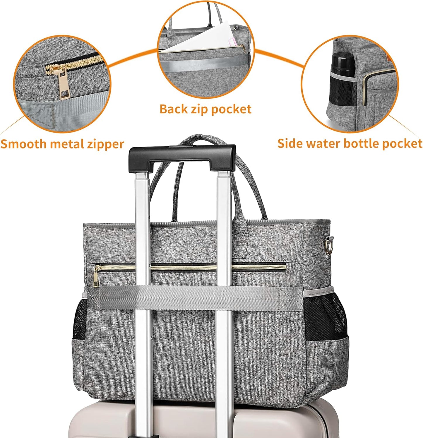 Laptop Tote Bag, Middle Size Computer Messenger Teacher Bag with 15.6'' Padded Laptop Sleeve - PuriLite