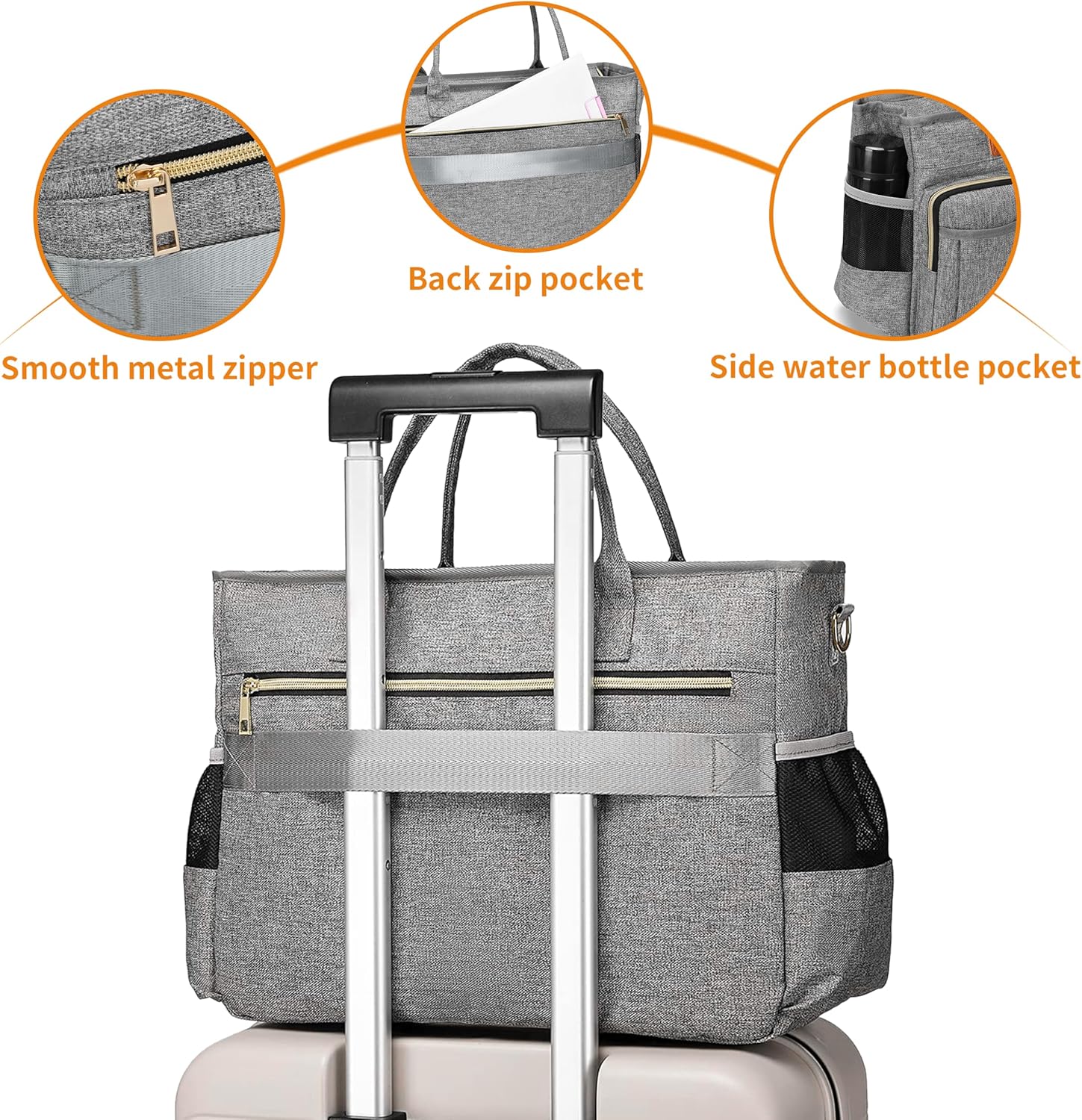 Laptop Tote Bag, Middle Size Computer Messenger Teacher Bag with 15.6'' Padded Laptop Sleeve - PuriLite