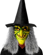 Spooktacular Creations Halloween Scary Witch Mask, Creepy Latex Monster Face Mask with Black Hat Hair for Adult Halloween Horror Evil Cosplay Costume Accessories, Realistic Party Dress Up Prop