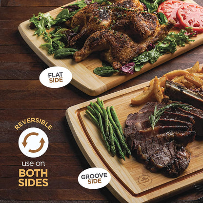 Bamboo Cutting Board Set - 3 Piece Wooden Cutting Board, 3 Assorted Sizes of Bamboo Wood Cutting Boards for Kitchen - Chopping Board for Food Prep, Chopping, Carving Meat, Fruits, Vegetables