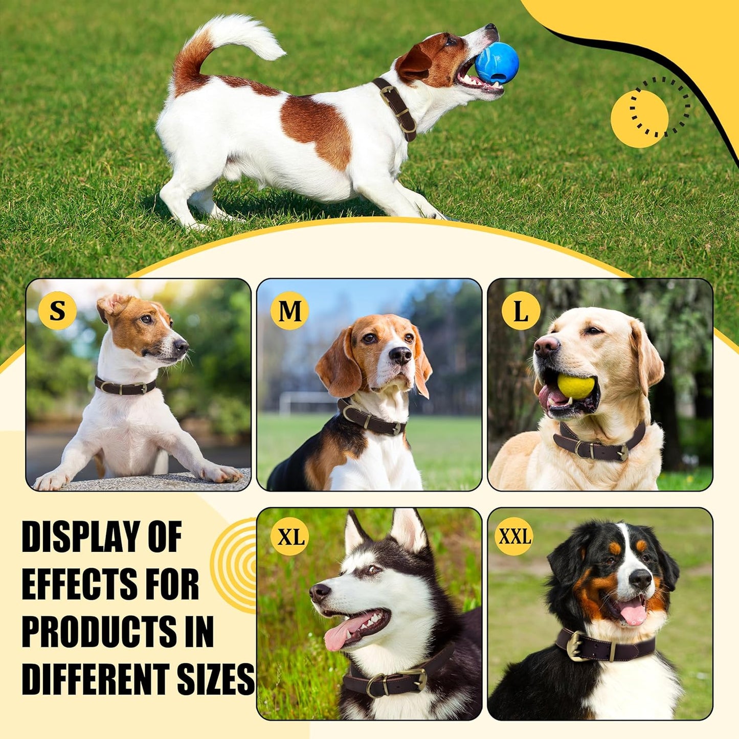 QRDA Leather Dog Collar Brown Dog Training Collar Heavy Duty Premium Leather Dog Collar Dog Collars for Medium/Large Dogs