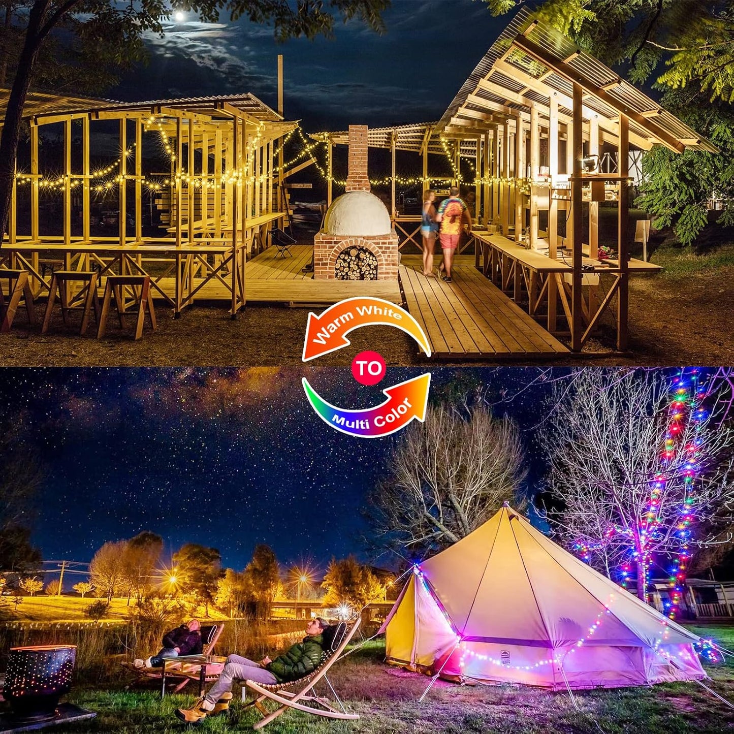 Solar Halloween Decoration Lights, JMEXSUSS 2 Pack 33FT 100 LED Orange and Purple Halloween String Lights, Halloween Lights with 8 Modes for Halloween Tree Yard Outdoor Spooky Party Garden Decorations