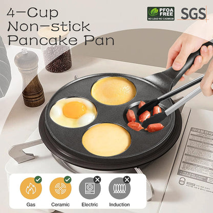 KRETAELY Nonstick Pancake Pan Pancake Griddle with 7-Mold Design Mini Pancake Maker with PFOA Free Coating-Black