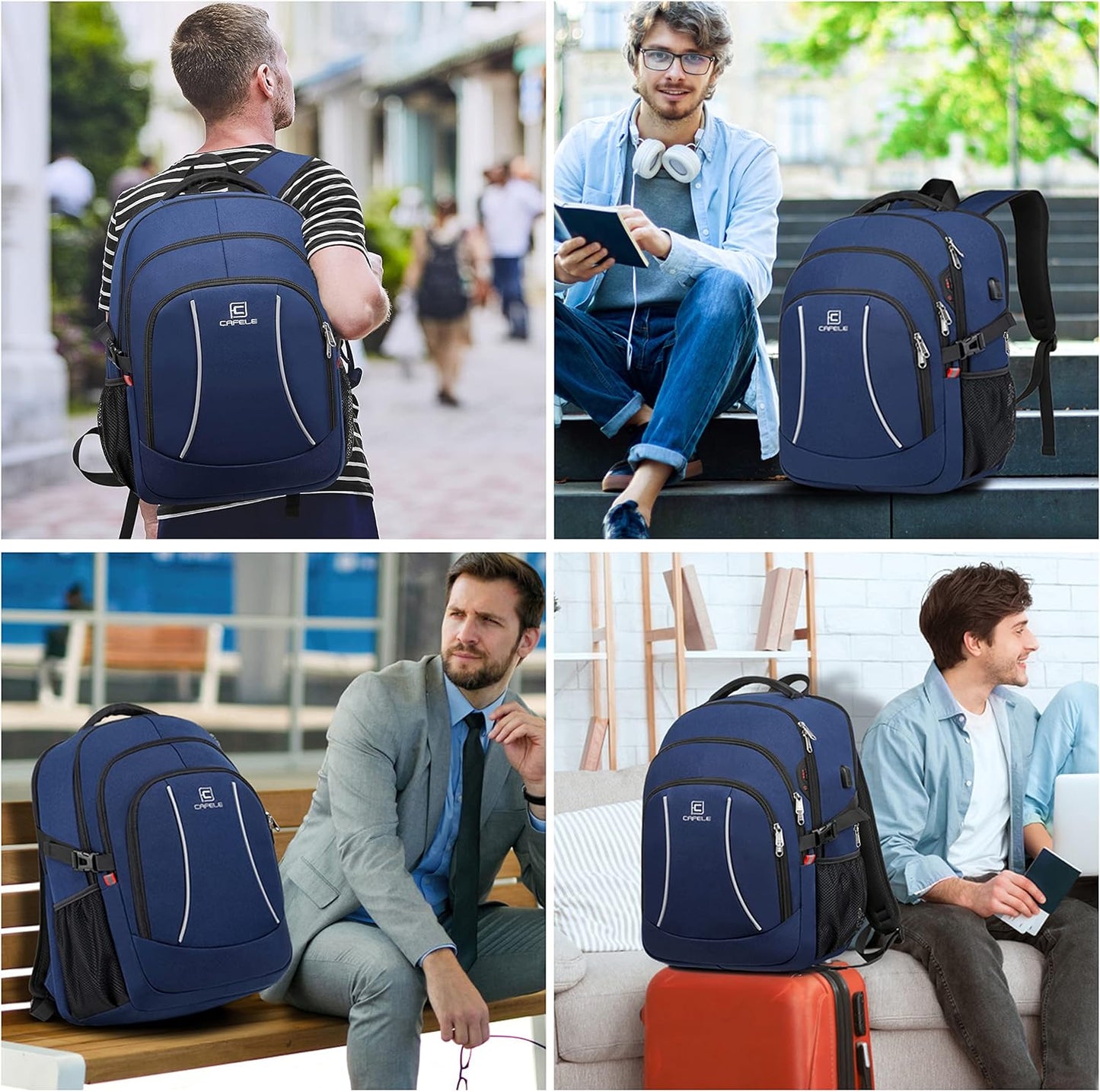 RFID Cafele Laptop Backpack Travel Computer Backpack College Bookbag School Backpack with USB Charging Port