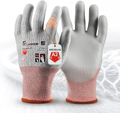 Schwer 12 Pairs A2 Cut Resistant Work Gloves, Ultra Durable, LT3062