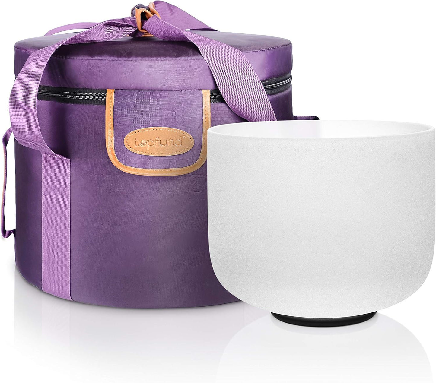 TOPFUND F Note Crystal Singing Bowl Heart Chakra 8 inch with Heavy Duty Carrying Case and Suede Striker