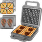 FineMade Belgian Waffle Maker with Removable Plates, Waflera Electrica, Large Waffle Iron, 3 in 1 Panini Grill Press Breakfast Sandwich Maker, Electric Griddle, Grilled Cheese Maker, Breakfast Station