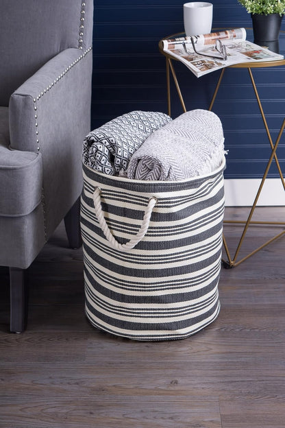 DII Storage Basket or Bin, Collapsible & Convenient Storage Solution for Office, Bedroom, Closet, Toys, Laundry (Large) - Pink Rugby Stripe
