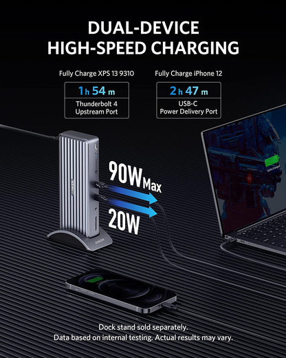 Anker Apex 12-in-1 Thunderbolt 4 Dock, Max 90W Charging, Triple 4K | 20W Power Delivery, Single 8K, 2 USB-A 3.1 Gen 2, 2 USB 2.0, Ethernet, Audio, SD 4.0, for TB4 Laptops