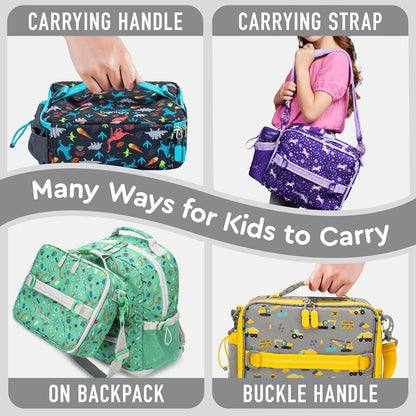 Bentgo® Kids Lunch Bag - Durable, Double Insulated, Water-Resistant Fabric, Interior & Exterior Zippered Pockets, Water Bottle Holder - Ideal for Children 3+ (Shark)