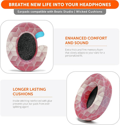 WC Wicked Cushions Replacement Ear Pads for Beats Studio 2 & 3 (B0501, B0500) Wired & Wireless | Does NOT Fit Beats Solo | Softer PU Leather, Enhanced Foam & Stronger Adhesive | Black