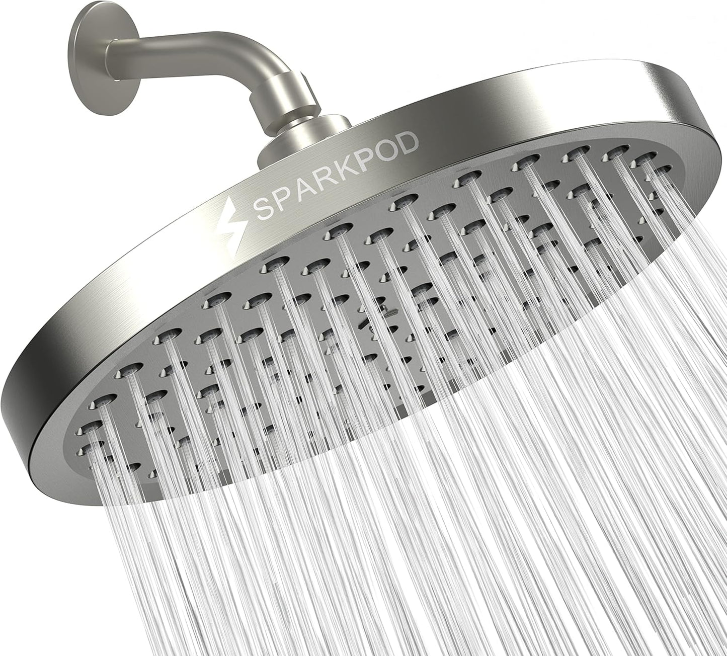 SparkPod Shower Head - High Pressure Rain - Premium Quality Luxury Design - 1-Min Install - Easy Clean Adjustable Replacement for Your Bathroom Shower Heads (Luxury Polished Chrome, 6 Inch Round)