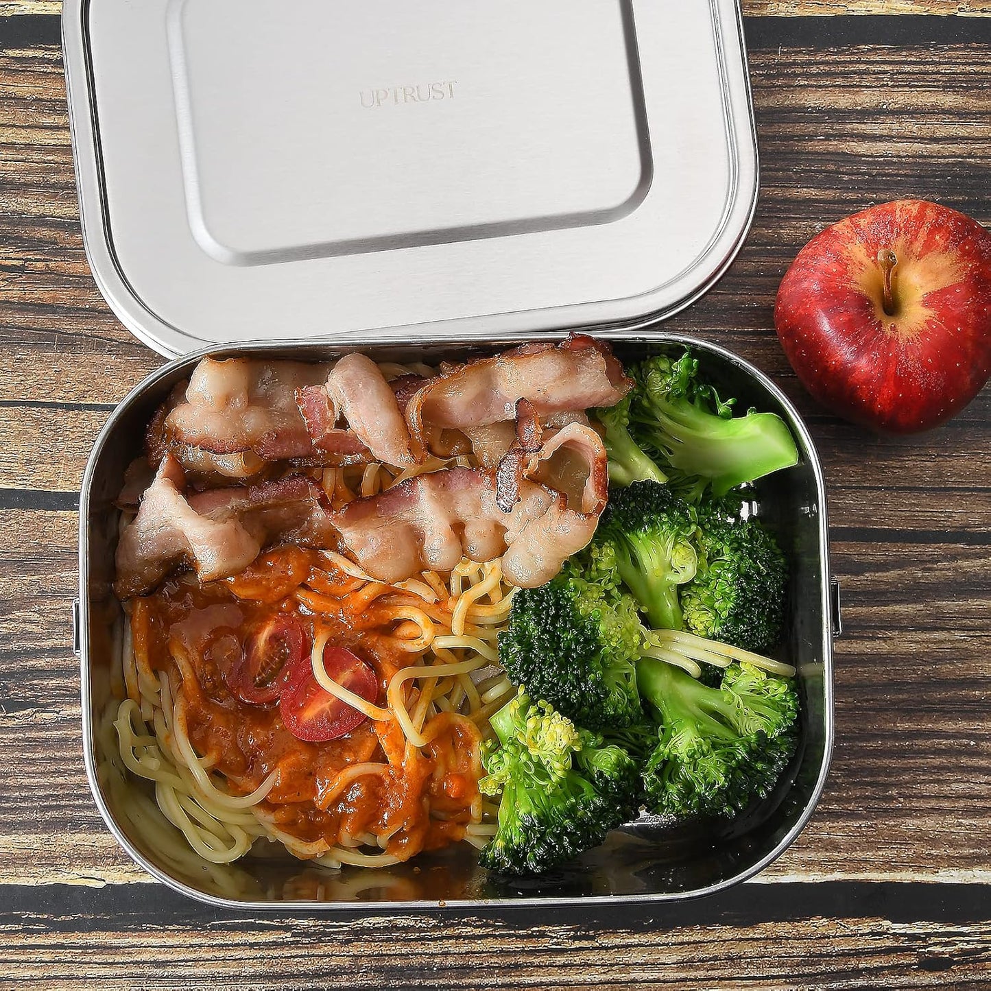 UPTRUST Leak Proof Stainless Steel Bento Lunch Container, (47OZ/1400ML) Metal Bento Lunch Box for Kids or Adults, 3 Compartment Packing Box for Work Lunch