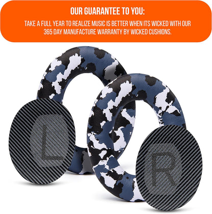 WC Wicked Cushions Upgraded Replacement Ear Pads for Bose QC35 & QC35ii (QuietComfort 35) Headphones & More - Softer Leather, Luxurious Memory Foam, Added Thickness, Extra Durability | Midnight Blue