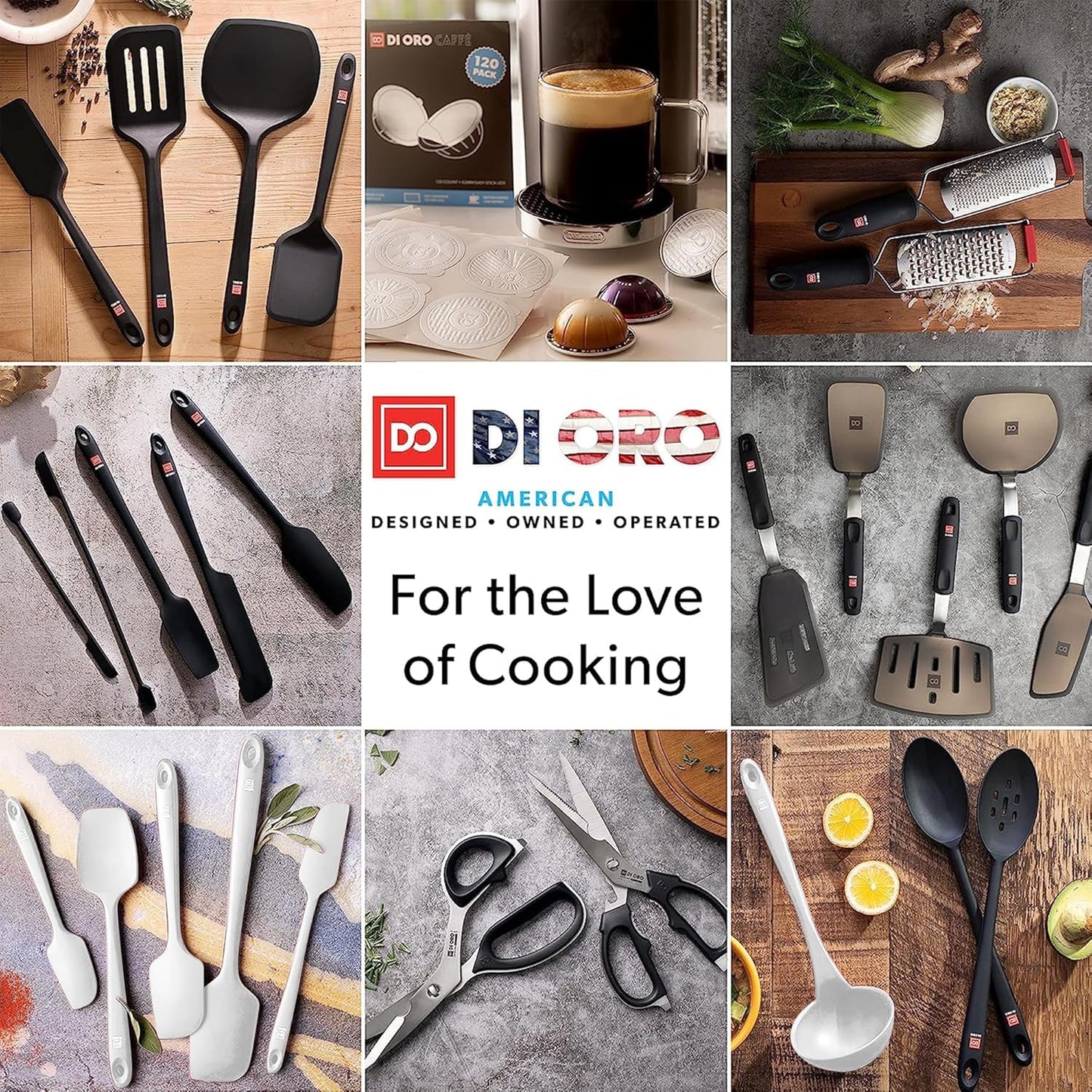 DI ORO Silicone Spatula Set - Rubber Kitchen Spatulas for Baking, Cooking, & Mixing - 600°F Heat-Resistant & BPA Free Silicone Scraper Spatulas for Nonstick Cookware - Dishwasher Safe (5pc, Black)