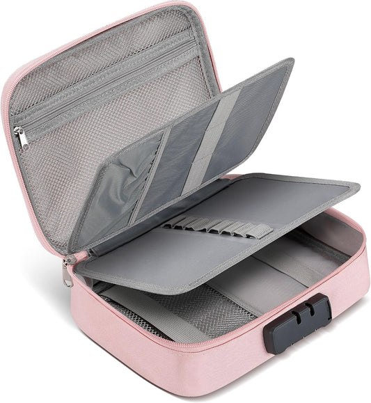 Zannaki Large Capacity Pencil Pouch Case with Lock, Pen Marker Stationery Bag Art Supply Storage Organizer Box for Bullet Journal Middle High School College Student Teen Girl Boy Women Adult, Pink