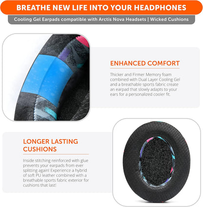 WC Freeze for Arctis Nova - Hybrid Fabric Cooling Gel Replacement Earpads for Arctis Nova Pro Wired, Nova 7, 5, 4, 3, 1 - Made by Wicked Cushions (Does Not Fit Nova Pro Wireless) | Black