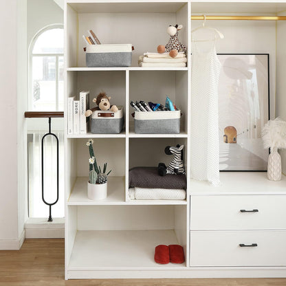 OrganiHaus Large Fabric Storage Baskets for Shelves 3 Pack, 15x11in Closet Storage Bins for Shelves, Cloth Baskets, Fabric Storage Cubes, Linen Closet Organizers, Fabric Basket, White Basket