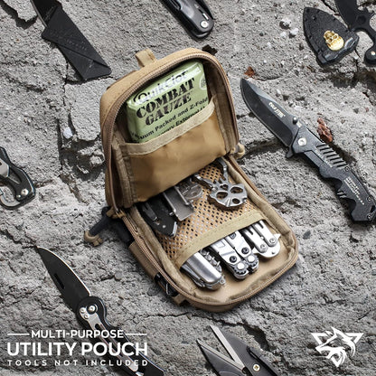 WYNEX Tactical Compass Phone Pouch, Large Molle Smartphone Holster Case Double Capacity Small Utility EDC Pouch with Compass Buckle and Carabiner