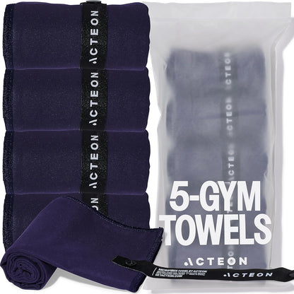 Acteon Microfiber Quick Dry Gym Towel, Silver ION Odor-Free Mega Absorbent Fiber Fast Drying Men Women Workout Gear for Body Sweat, Beach, Camping, Working Out Travel Towels