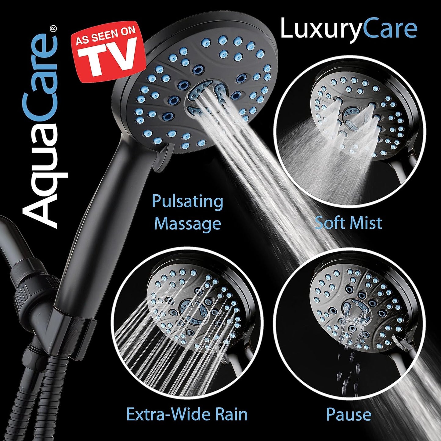 Purilite Select 8-Setting Handheld Shower Head – High Pressure, Self-Cleaning, Total Shower Hygiene System