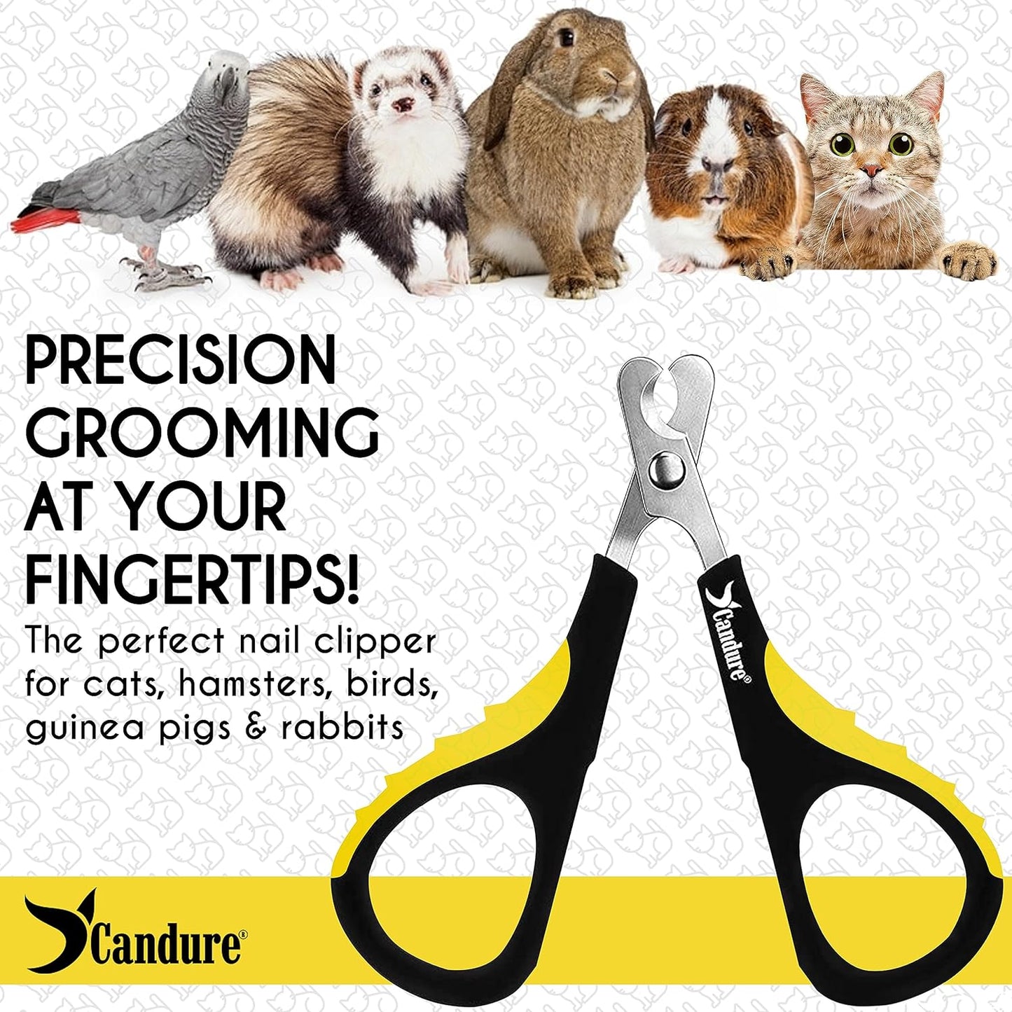 Candure Cat Nail Clippers Stainless Steel Cat Claw Trimmers for Rabbits,Guinea Pigs, Birds, Puppies, Kittens and Small Animals- Pet Nail Clippers for Professional and Home Use (Black)
